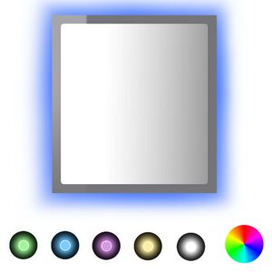 vidaXL Specchio da Bagno LED Grigio Lucido 40x8,5x37 cm in Acrilico