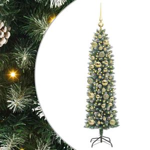 vidaXL Albero di Natale Artificiale Sottile Verde e Bianco 120 cm