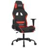 vidaXL Sedia da Gaming Massaggio e Poggiapiedi Tessuto Nero e Rosso