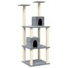 vidaXL Albero per Gatti con Tiragraffi in Sisal Grigio Chiaro 141 cm