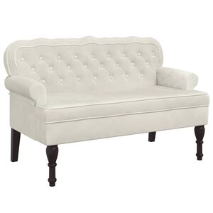 vidaXL Panca con Schienale Crema 119,5x64,5x75 cm in Velluto