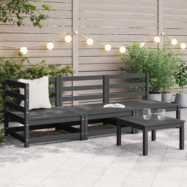 vidaXL Set Divani da Giardino 3 pz Grigi in Legno Massello di Pino