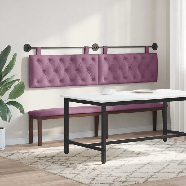 vidaXL Testata appesa Montaggio a parete Viola 210 x 55 x 7 cm Velluto