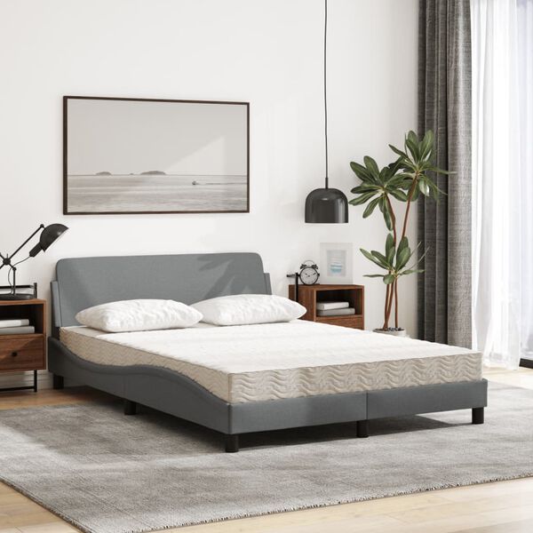 vidaXL Letto con Materasso Dover Grigio Chiaro 120x200cm Tessuto
