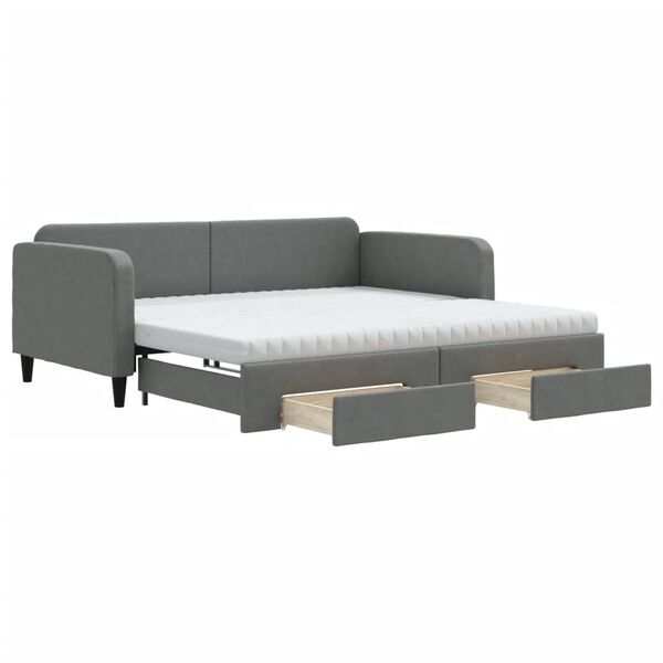 vidaXL Divano Letto Estraibile Cassetti Grigio Scuro 100x200cm Tessuto