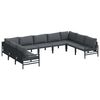 vidaXL Set Divano da Giardino con cuscino 9 pcs Nero Acciaio