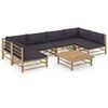 vidaXL Set Salotto da Giardino 7pz con Cuscini Grigio Scuro Bamb&ugrave;