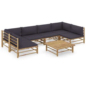 vidaXL Set Salotto da Giardino 7pz con Cuscini Grigio Scuro Bamb&ugrave;