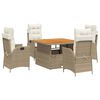 vidaXL Set da Pranzo da Giardino 5 pz con Cuscini Beige in Polyrattan
