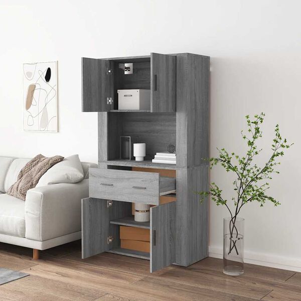 vidaXL Credenza Grigio Sonoma in Legno Multistrato