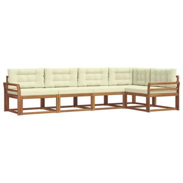 vidaXL Set di divani da esterno con cuscino 5 pcs Naturale e Crema