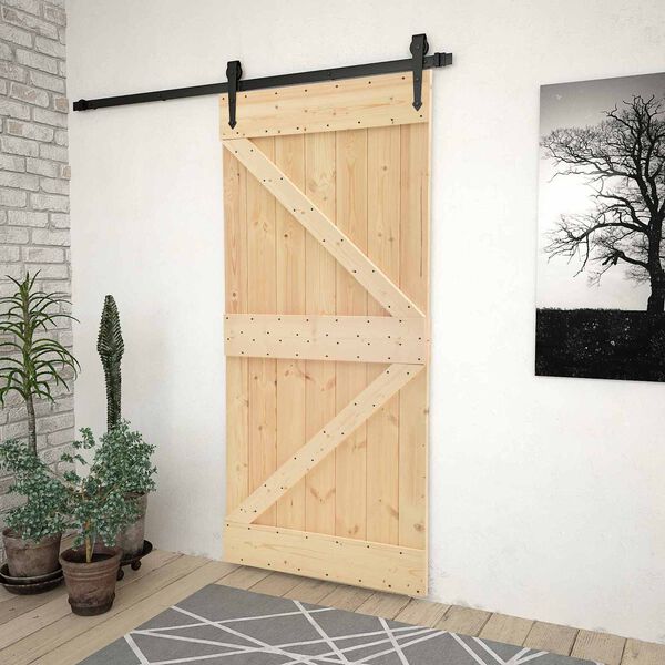 vidaXL Porta NARVIK Naturale 100 x 210 cm Legno di pino solido