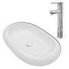 vidaXL Lavello Bagno con Miscelatore in Ceramica Ovale Bianco