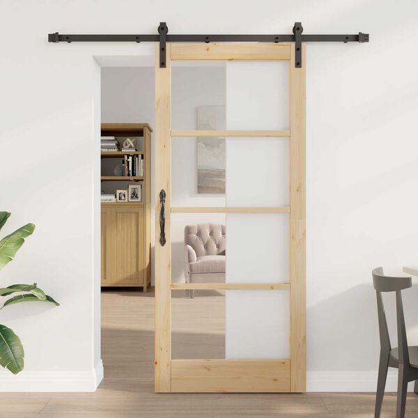 vidaXL Porta scorrevole ORKDAL Naturale e Nero 86 x 198,5 cm