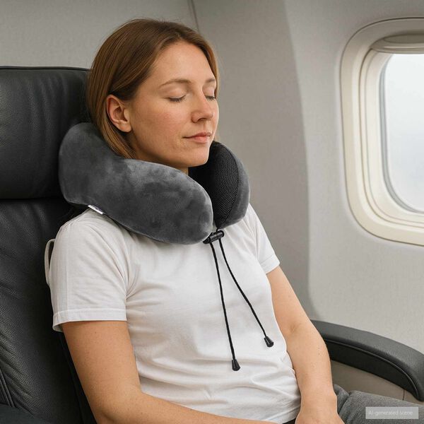vidaXL Cuscino da Viaggio per il Collo Grigio 27 x 26 x 14 cm