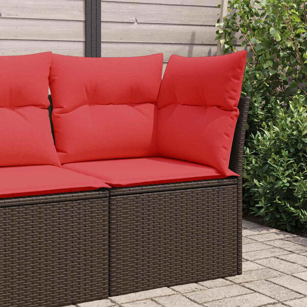 vidaXL Divano da giardino angolare con cuscini marrone in polyrattan