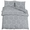 vidaXL Set Copripiumino Grigio e Bianco 155x220 cm in Cotone