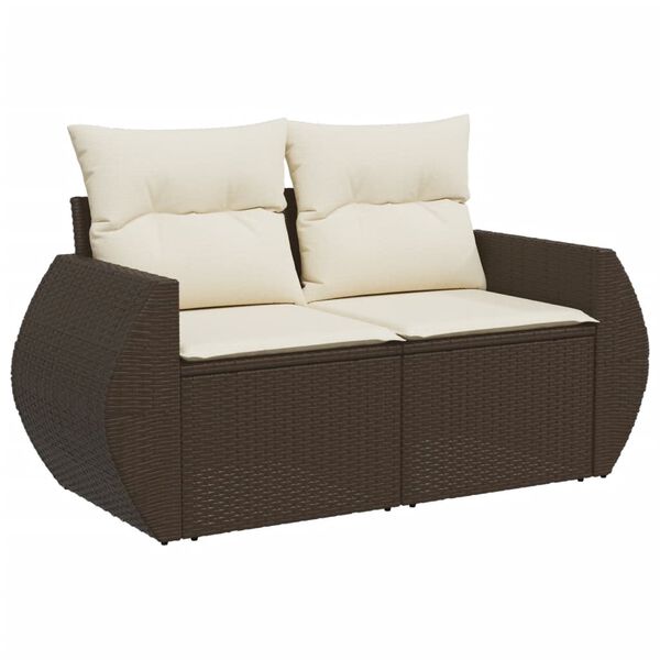 vidaXL Set Divani da Giardino 11 pz con Cuscini Polyrattan Marrone