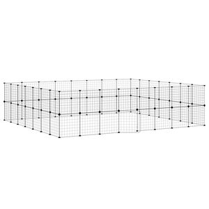 vidaXL Gabbia per Animali 60 Pannelli con Porta Nera 35x35 cm Acciaio