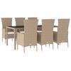 vidaXL Set da Pranzo da Giardino 7 pz con Cuscini Beige in Polyrattan