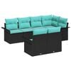 vidaXL Set Divano da Giardino con cuscino 7 pcs Nero polyrattan