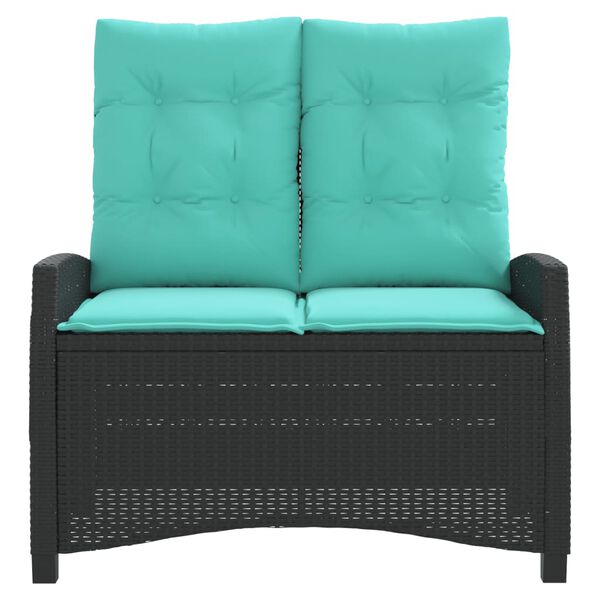 vidaXL Panca Reclinabile da Giardino con Cuscini Nera in Polyrattan