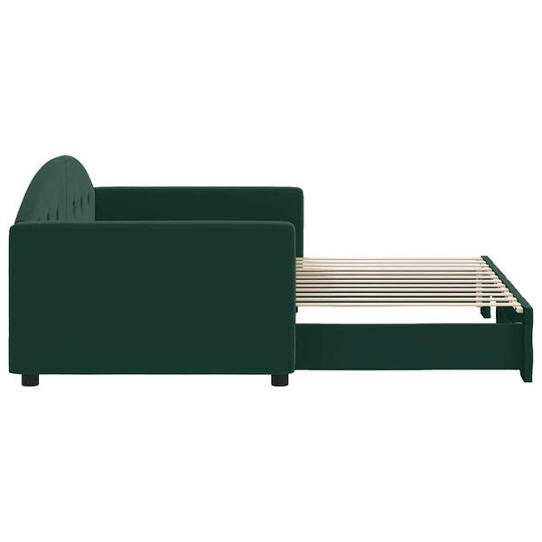 vidaXL Divano Letto con Letto Estraibile Verde Scuro 90x200cm Velluto