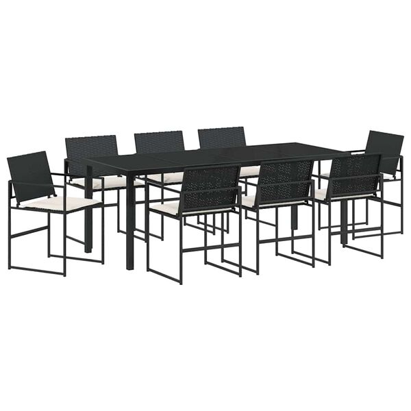 vidaXL Set da Pranzo per Giardino 9 pcs Nero