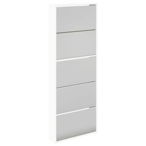 vidaXL Scarpiera a 5 Strati con Specchio Bianca 63x17x169,5 cm