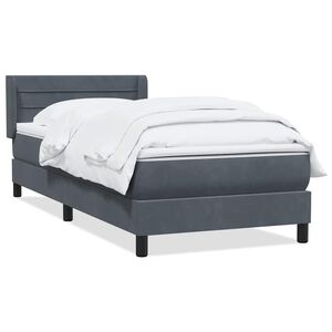 vidaXL Giroletto a Molle con Materasso Grigio Scuro 80x220 cm Velluto