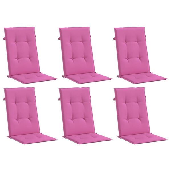 vidaXL Cuscini per Sedia con Schienale Alto 6pz Rosa in Tessuto