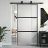 vidaXL Porta Scorrevole Nera 102,5x205 cm Vetro Temperato e Alluminio