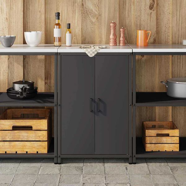 vidaXL Stoccaggio in cucina con porta Nero 60 x 50 x 92 cm Acciaio