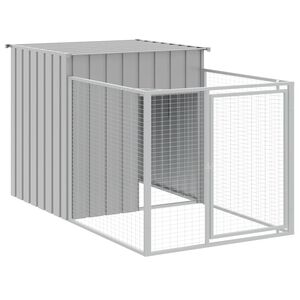vidaXL Cuccia per cani con recinto grigio chiaro 110x201x110 cm in acciaio zincato