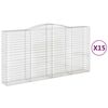 vidaXL Cesti Gabbioni ad Arco 15 pz 400x50x200/220 cm Ferro Zincato