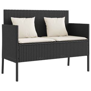 vidaXL Panca da Giardino con Cuscini Nera in Polyrattan