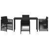 vidaXL Set da Pranzo per Giardino 5 pcs Nero Poly Rattan