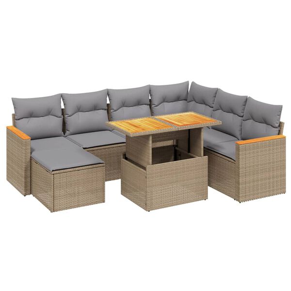 vidaXL Set Divano da Giardino 8 pz con Cuscini Beige in Polyrattan
