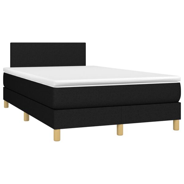 vidaXL Letto a Molle con Materasso e LED Nero 120x190 cm in Tessuto
