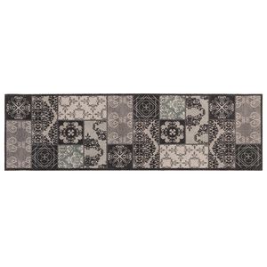 vidaXL Tappeto da Cucina mosaico nero 150 x 45 cm 100% Poliammide