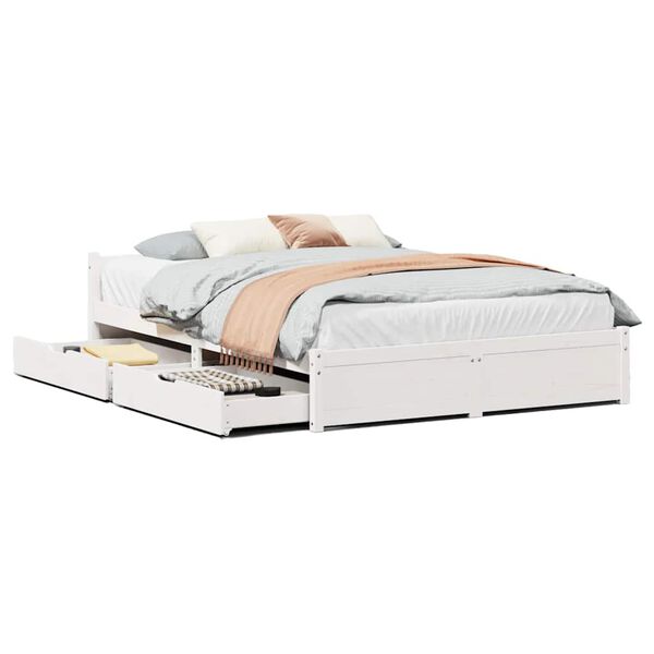 vidaXL Letto senza Materasso Bianco 150x200 cm Legno Massello di Pino