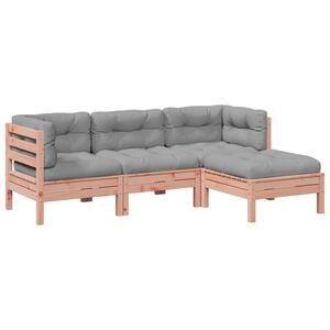 vidaXL Set Divani Giardino 4 pz Cuscini Legno Massello Abete Douglas