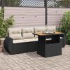 vidaXL Set Divani da Giardino 5 pz con Cuscini in Polyrattan Nero