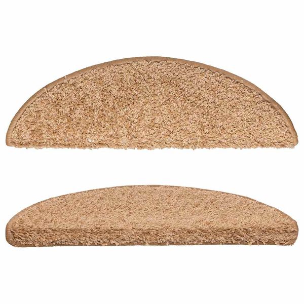 vidaXL Tappetini per scale 15 pz 56x17x3 cm Beige Semicircolari