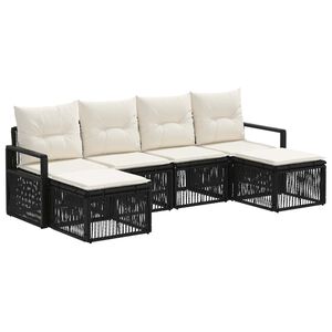 vidaXL Set Divano da Giardino 6 pz Nero polyrattan