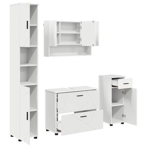vidaXL Set di mobili per il bagno 4 pz Bianco