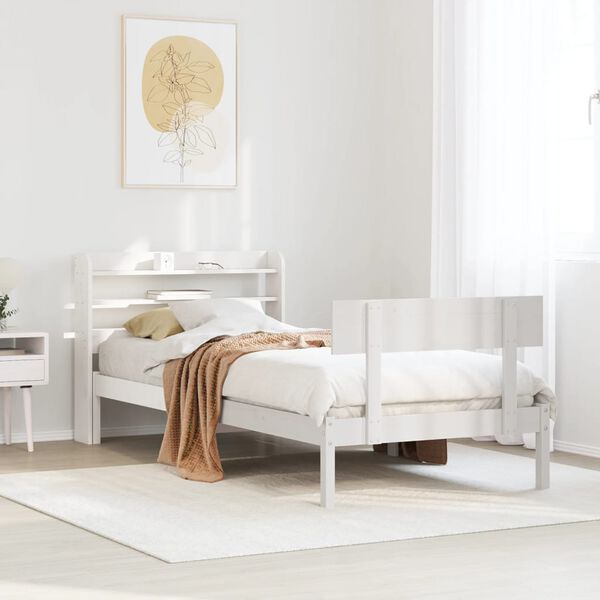 vidaXL Letto senza Materasso Bianco 75x190 in Legno Massello di Pino