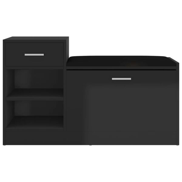 vidaXL Panca Porta Scarpe Nero Lucido 94,5x31x57cm Legno Multistrato