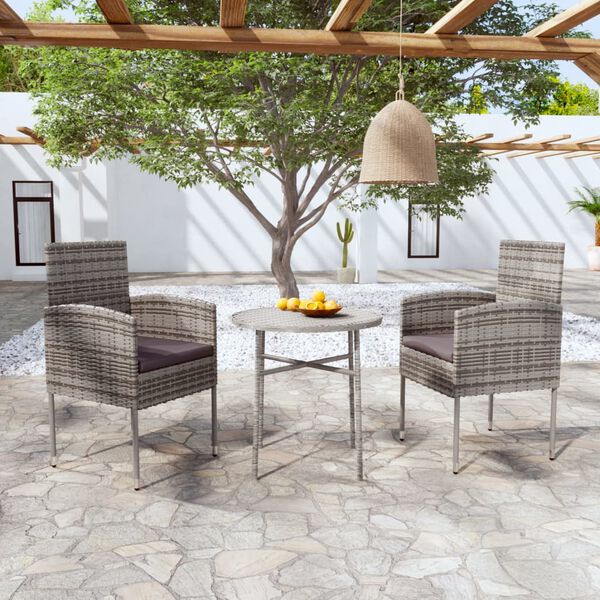 vidaXL Set Mobili da Pranzo per Giardino 3 pz in Polyrattan Antracite