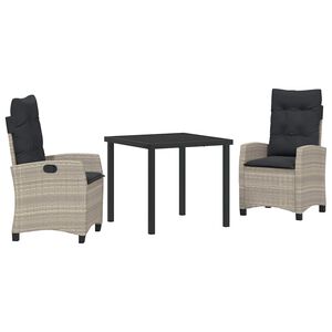vidaXL Set da Pranzo per Giardino 3 pcs Grigio chiaro polyrattan